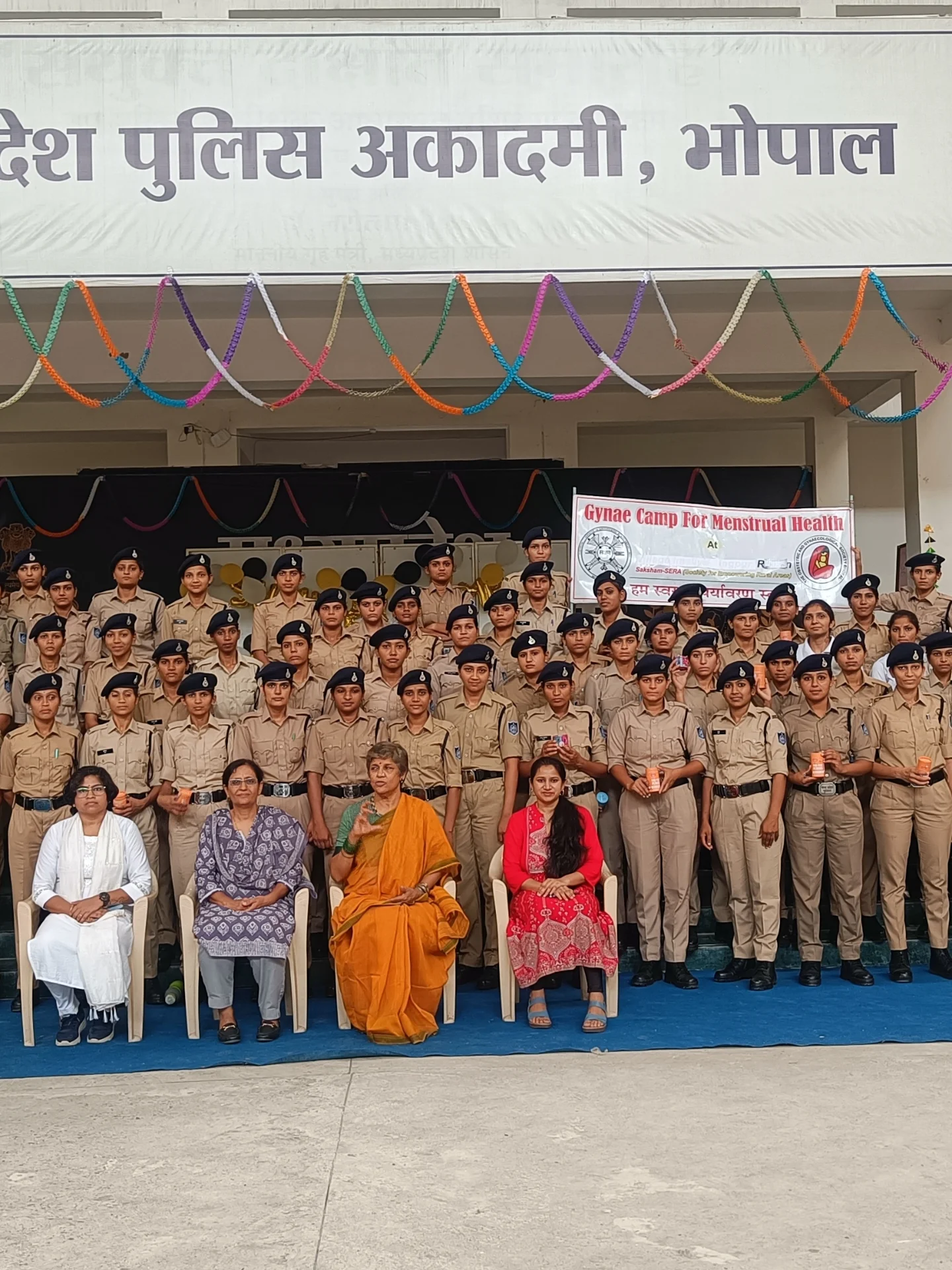 Women constables attending menstrual health workshop with menstrual cups